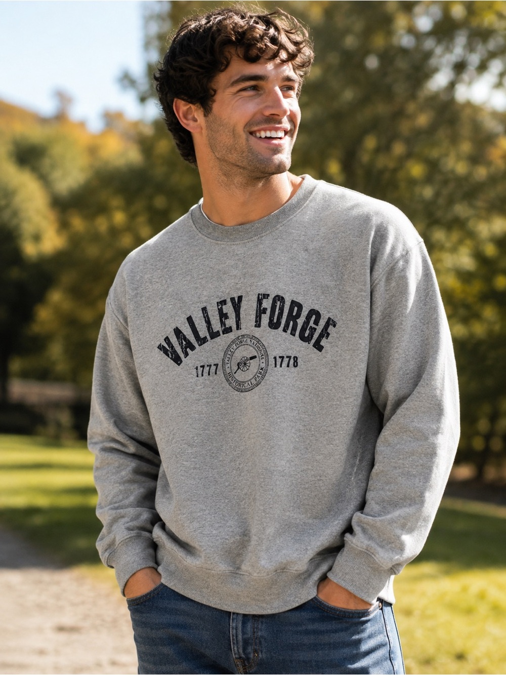 MV Sport Grey Valley Forge Crewneck Sweatshirt